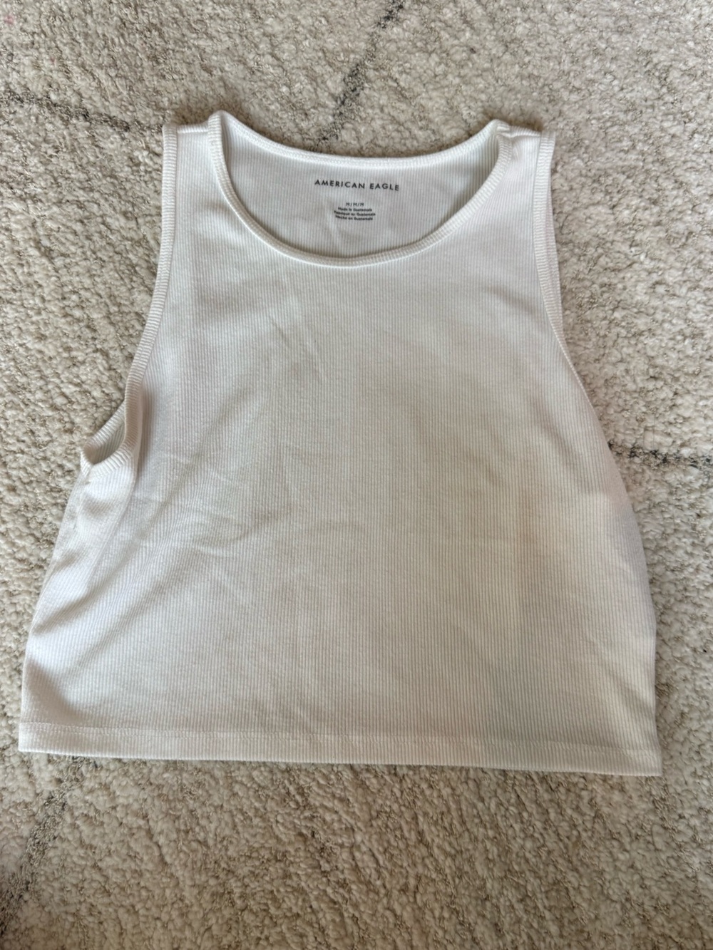 American Eagle Outfitters Cream Ribbed Crop Tank Size Medium
